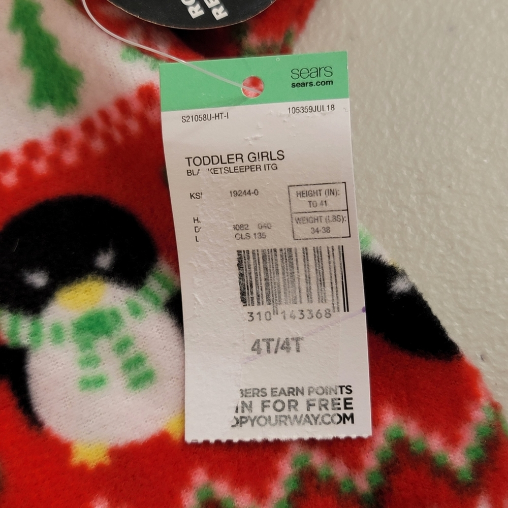 JOE BOXER Christmas Print Pajamas One Piece Suit Blanket Sleeper. 4T - Picture 8 of 9